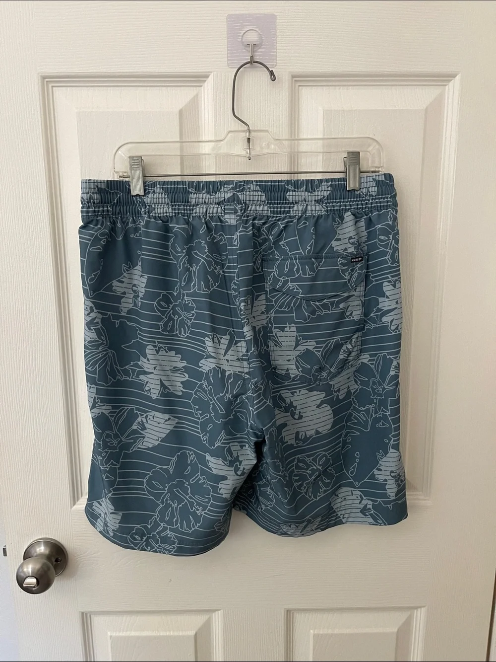 Hurley Blue Floral-Striped Men’s Swim Board Shorts